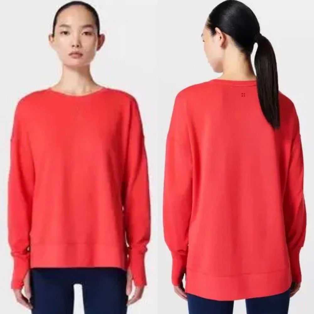 Sweaty Betty After Class Crew Neck Hi-Lo‎ Sweatshirt Red Sz XS Lounge Athleisure